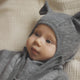 Huttelihut Passamontagna bimbo in lana a righe con orecchie Medium Grey Melange