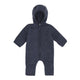 Huttelihut Tuta neonato in lana merino con cappuccio Ombre Blue Melange