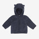 Huttelihut Giacca bimbo in lana merino con cappuccio e orecchie Ombre Blue Melange